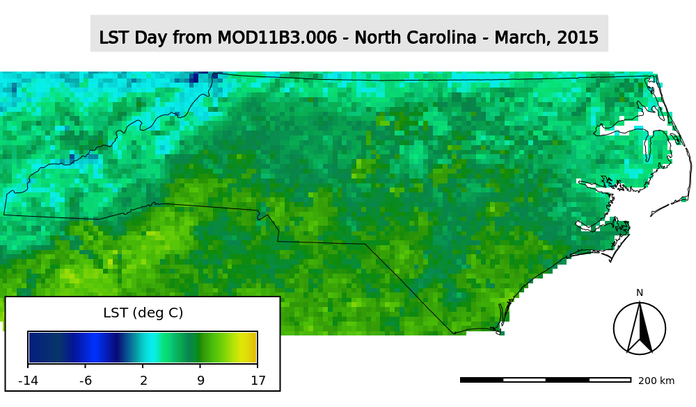 LST MODIS in degrees Celsius