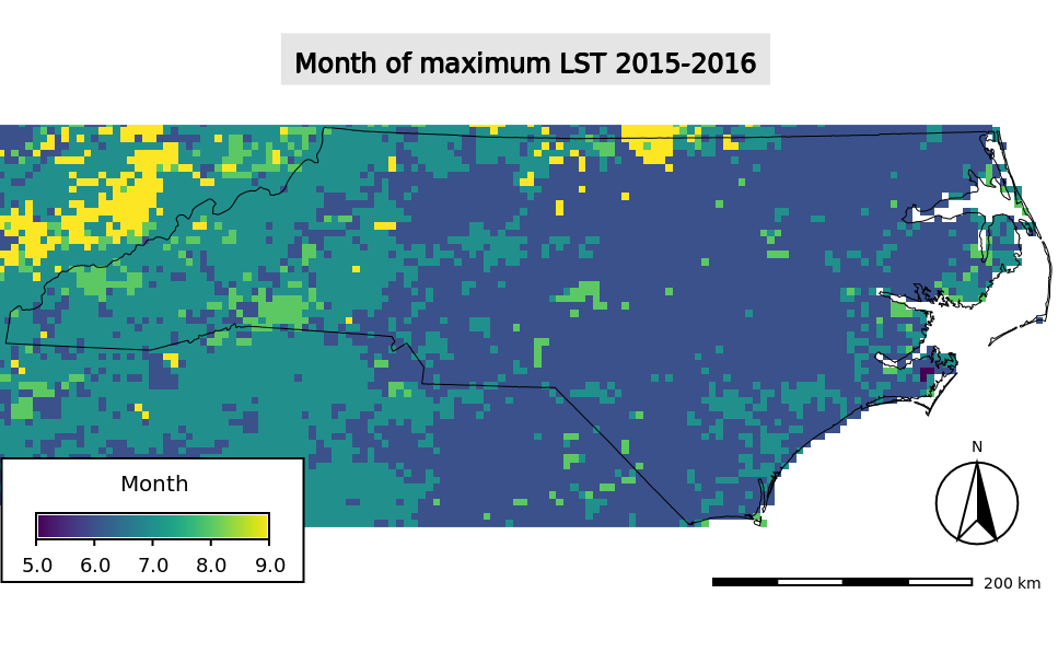 Month of maximum LST